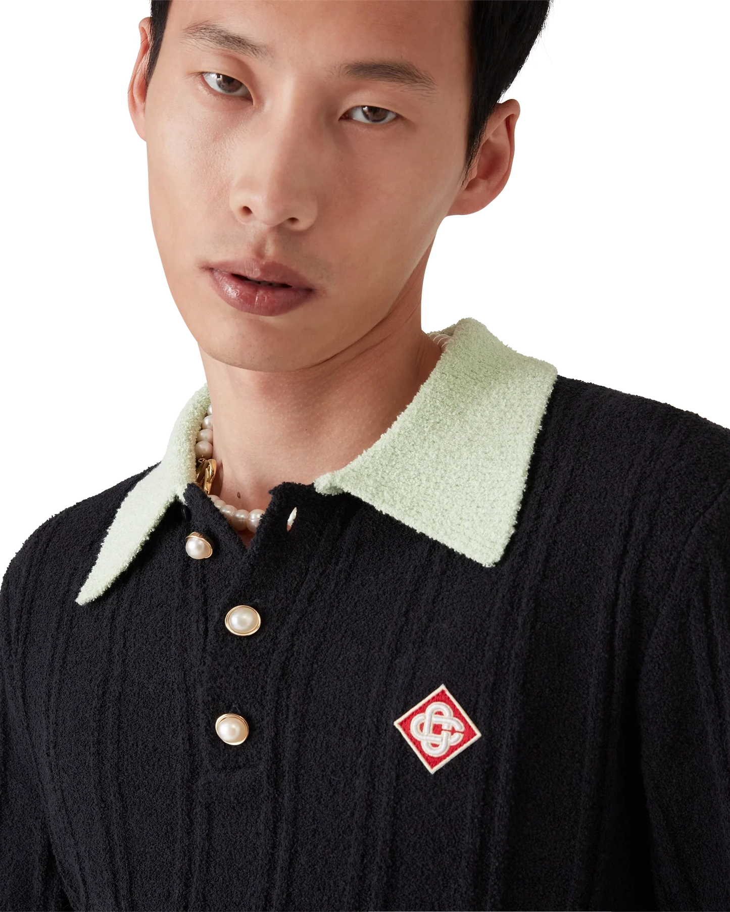 Boucle Long Sleeve Polo Shirt
