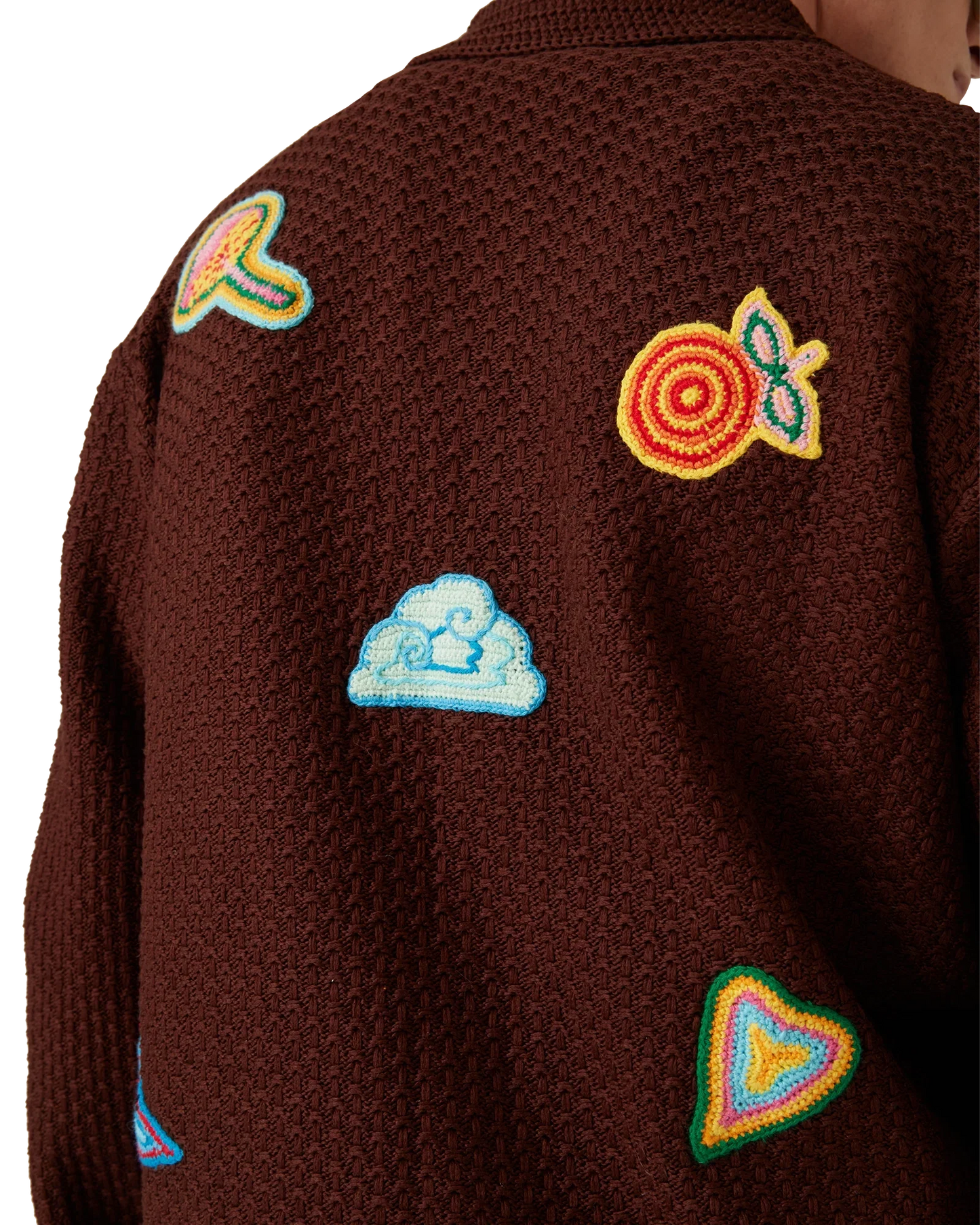 Motif Long Sleeve Crochet Shirt