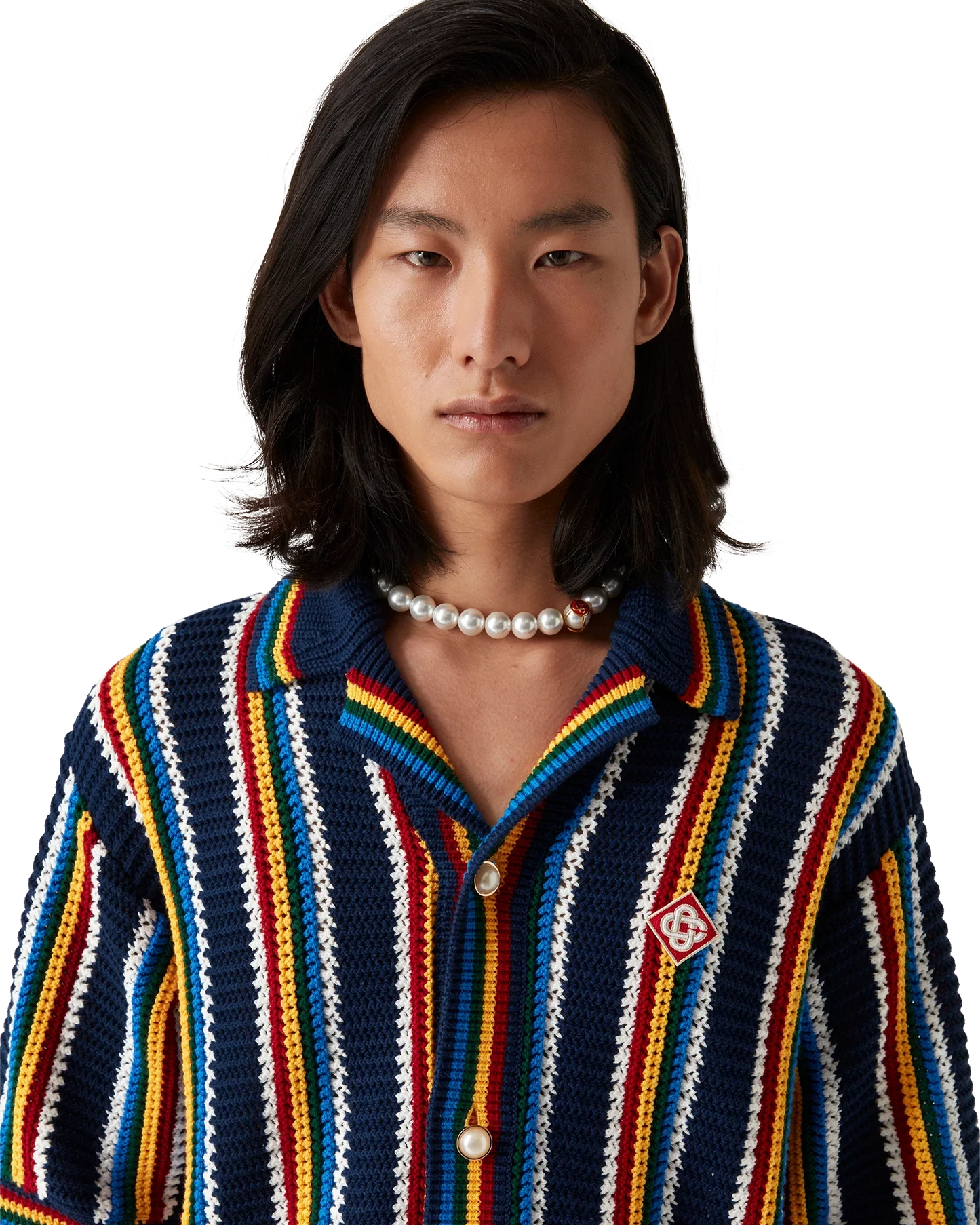 Crochet Short Sleeve Stripe Shirt