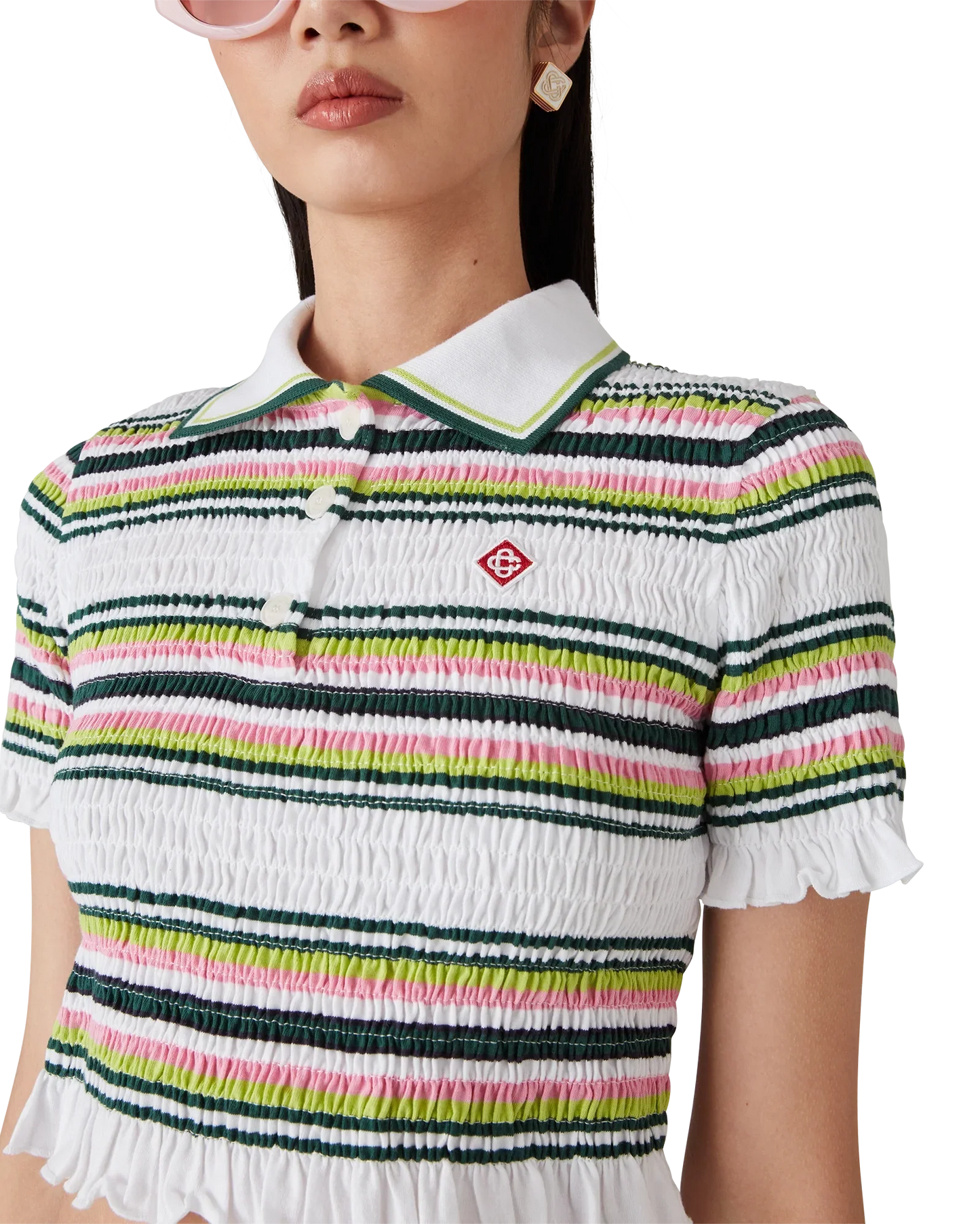 Stripe Cropped Polo Shirt