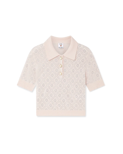 Crystal Monogram Knit Polo Shirt