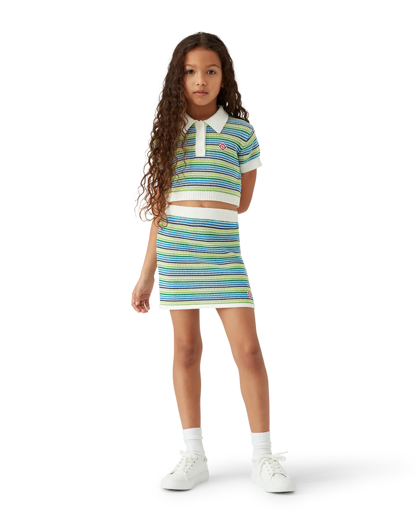 Children's Stripe Short Sleeve Crochet Top