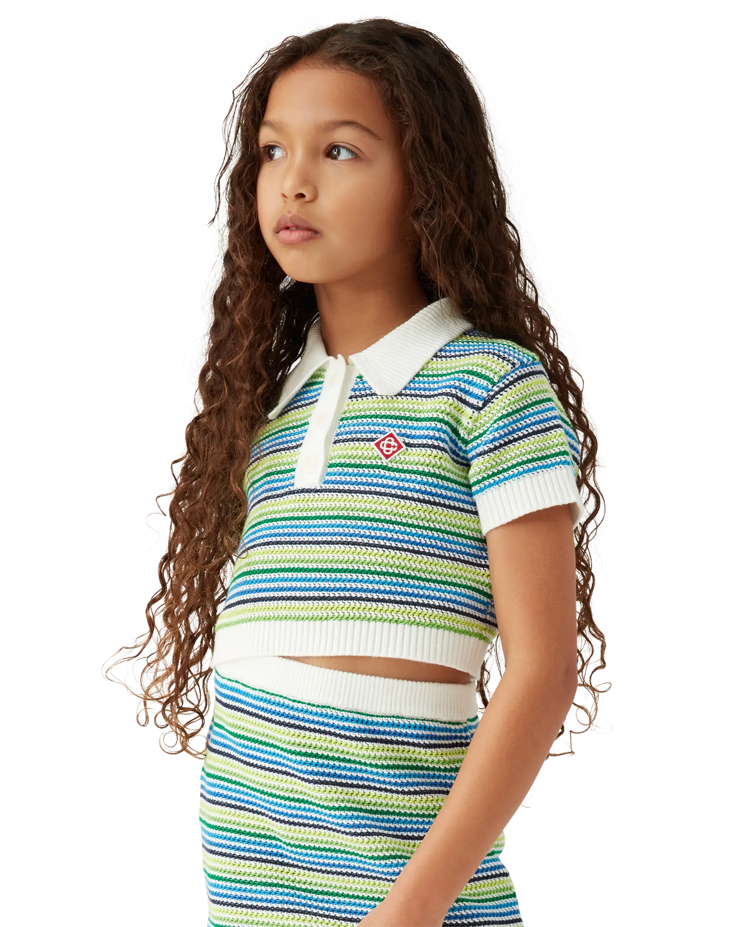 Children's Stripe Short Sleeve Crochet Top