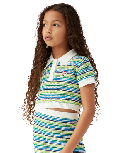 Children's Stripe Short Sleeve Crochet Top