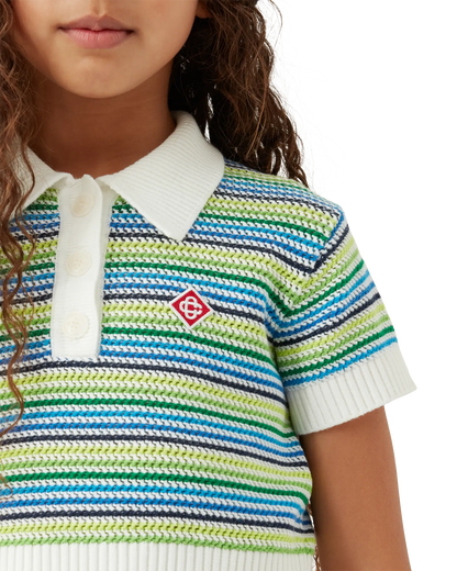 Children's Stripe Short Sleeve Crochet Top