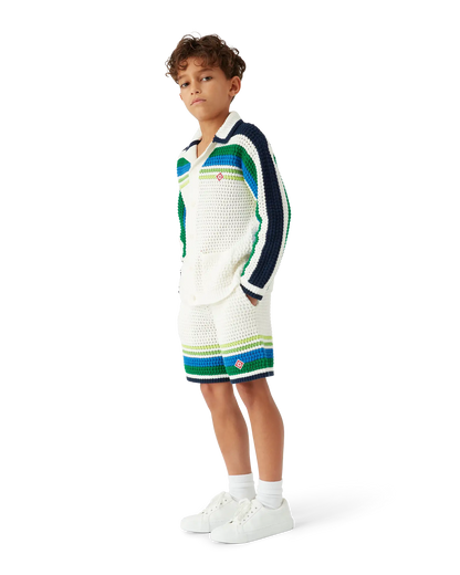 Children's Tennis Stripe Long Sleeve Knit Shirt