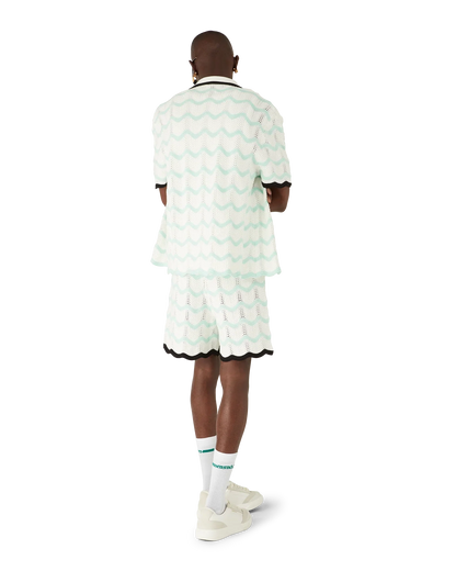 Gradient Wave Cotton Crochet Short Sleeve Shirt