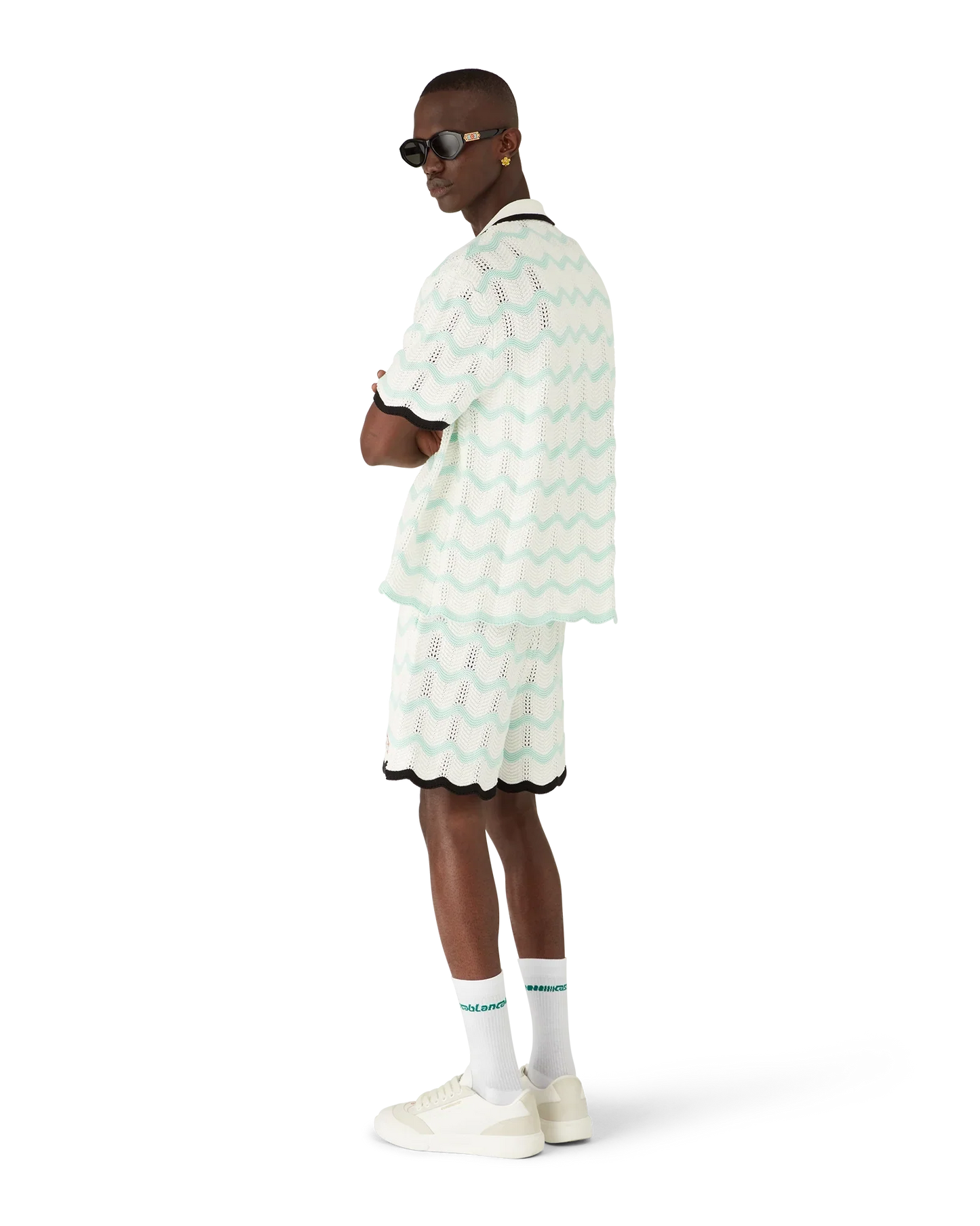 Gradient Wave Cotton Crochet Shorts