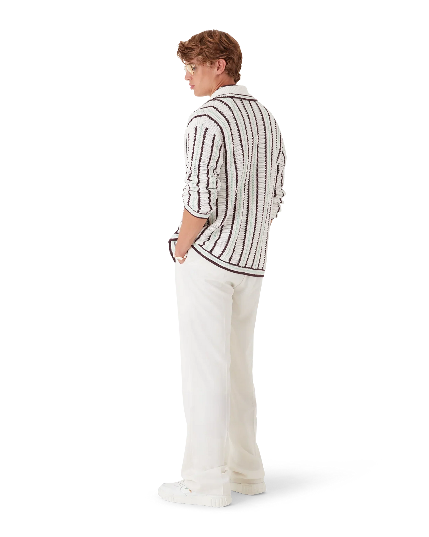 Striped Cotton Crochet Shirt