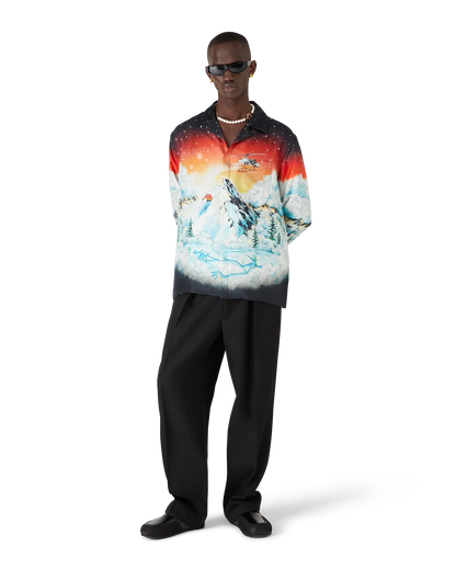 Ski Lake  Long Sleeve Silk Twill Shirt