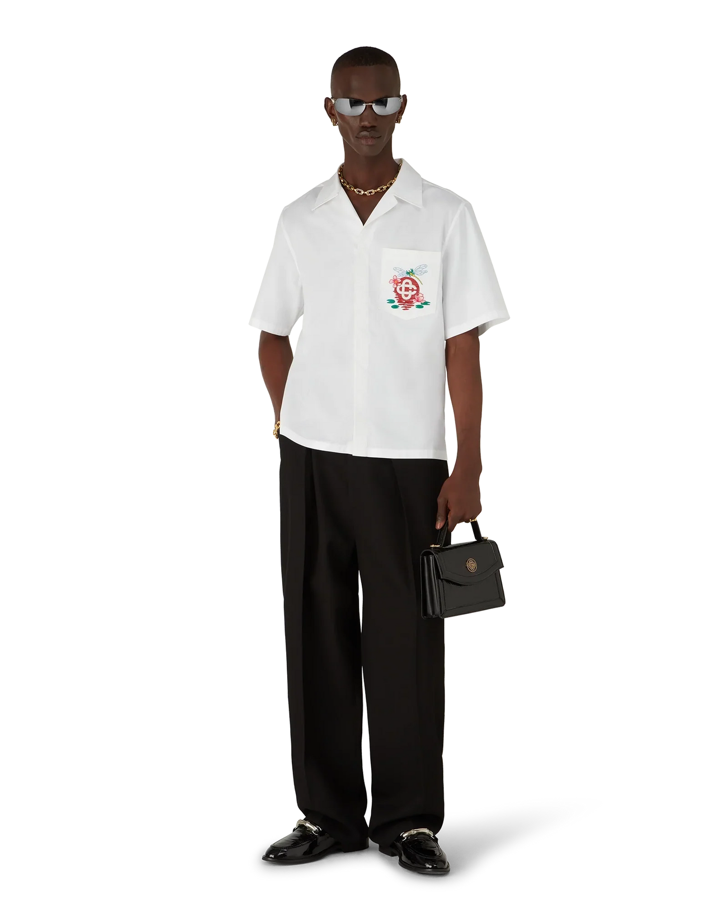 Cotton Poplin Embroidered Short Sleeve Shirt