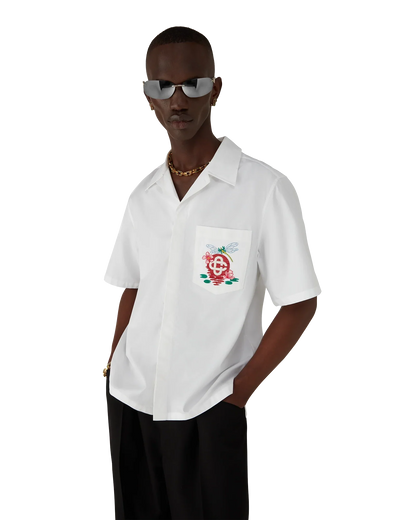 Cotton Poplin Embroidered Short Sleeve Shirt