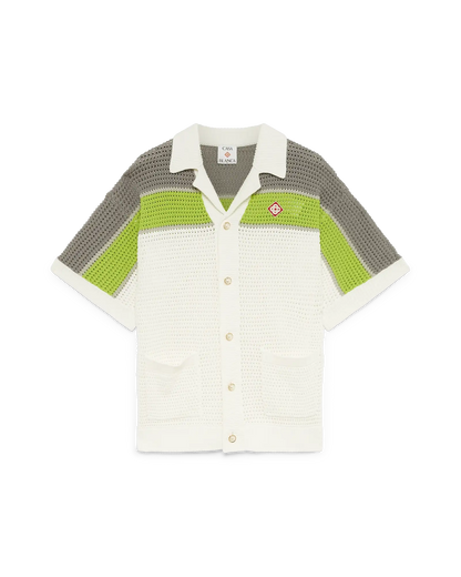 Stripe Crochet Short Sleeve Shirt