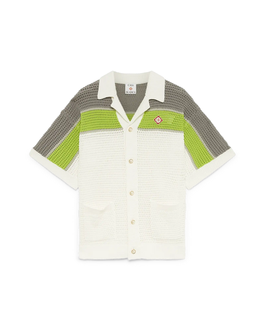 Stripe Crochet Short Sleeve Shirt