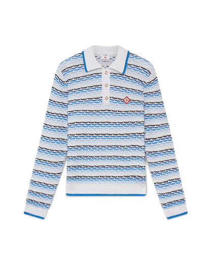 Tuck Stitch Long Sleeve Polo Shirt