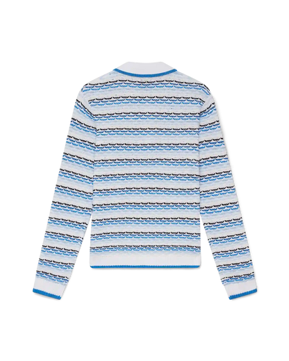 Tuck Stitch Long Sleeve Polo Shirt