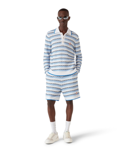 Tuck Stitch Long Sleeve Polo Shirt
