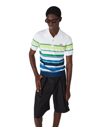 Gradient Stripe Short Sleeve Polo Shirt