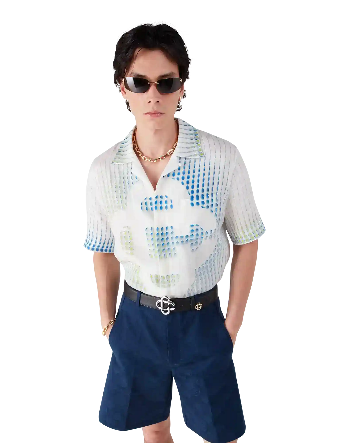 Dots Short Sleeve Linen Shirt