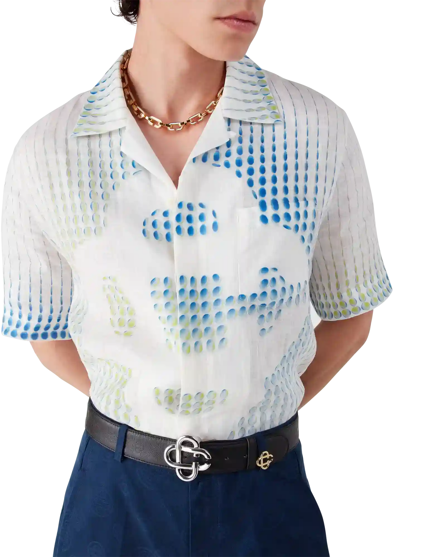 Dots Short Sleeve Linen Shirt