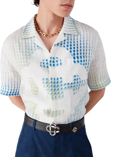 Dots Short Sleeve Linen Shirt