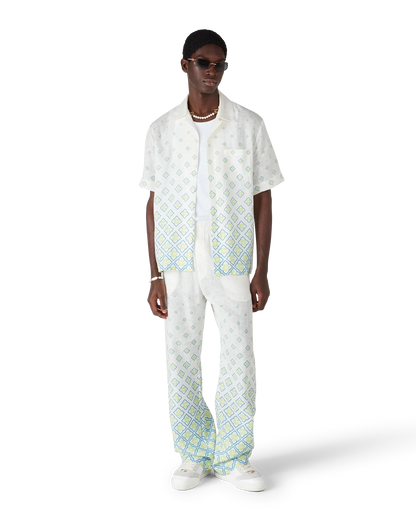 Degrade Monogram Short Sleeve Linen Shirt