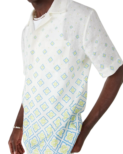 Degrade Monogram Short Sleeve Linen Shirt