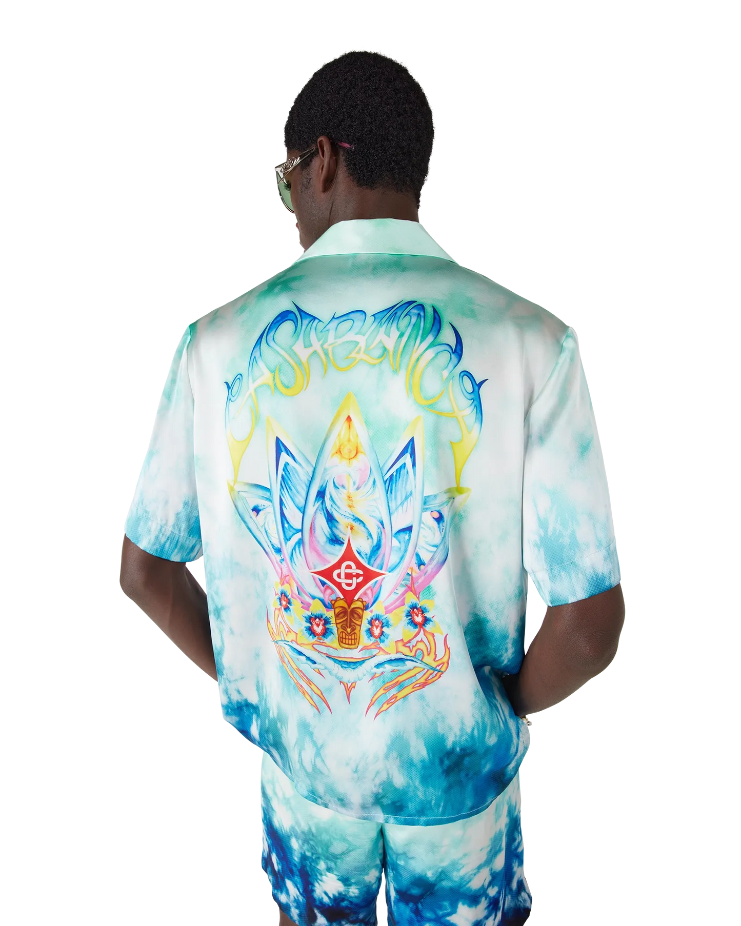 Surf Lotus Short Sleeve Silk Shirt