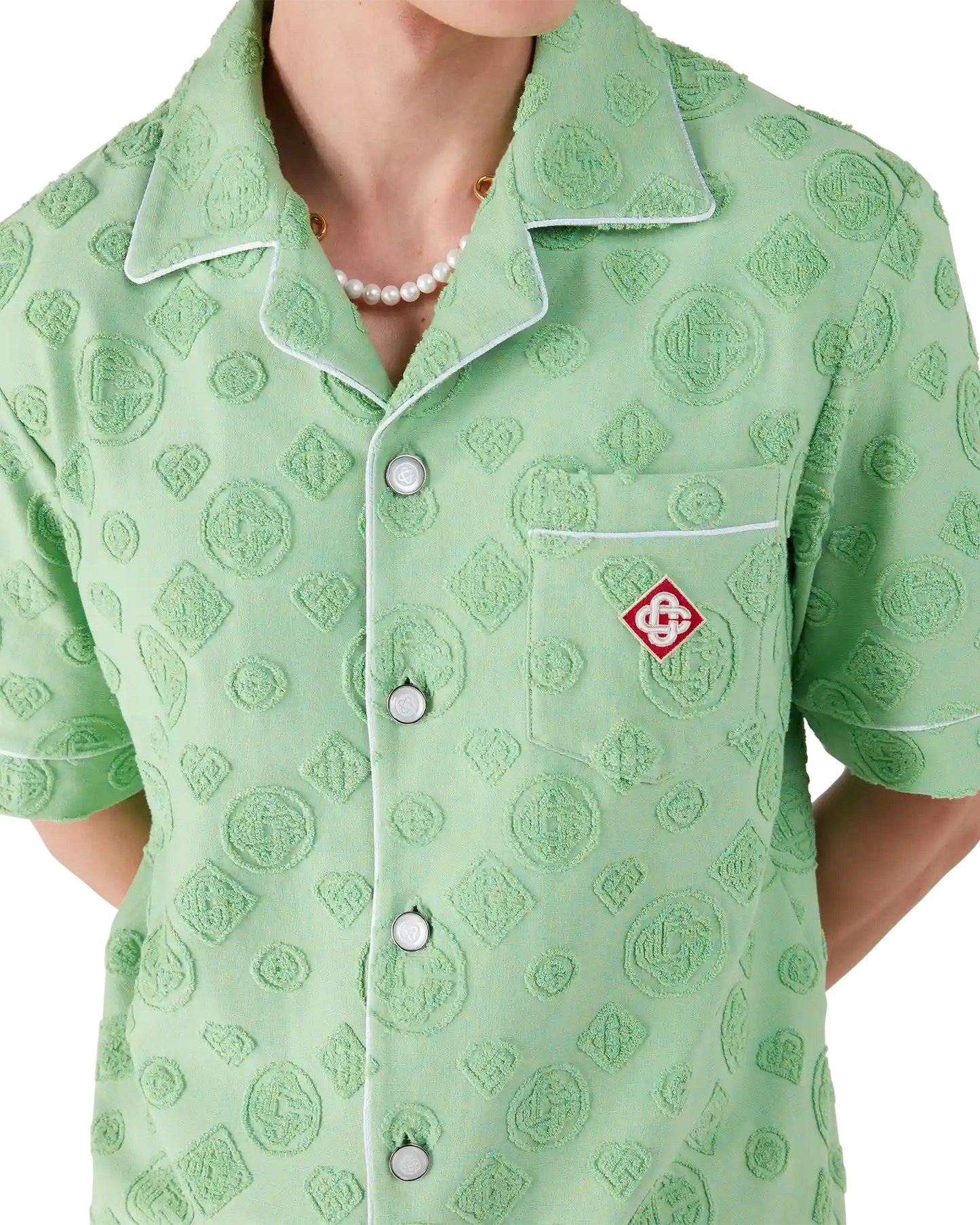 Towelling Monogram Short Sleeve Shirt