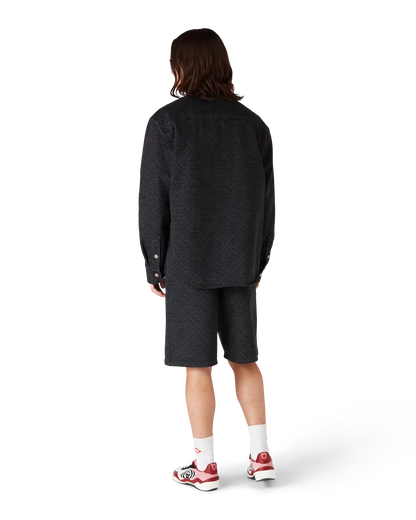 Black Laser Long Sleeve Denim Shirt