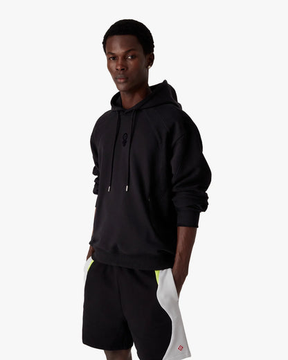 Black Squash Logo Flock Print Hooded Sweatshirt
