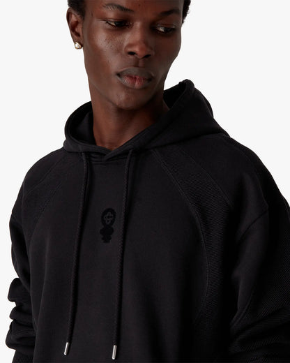 Black Squash Logo Flock Print Hooded Sweatshirt