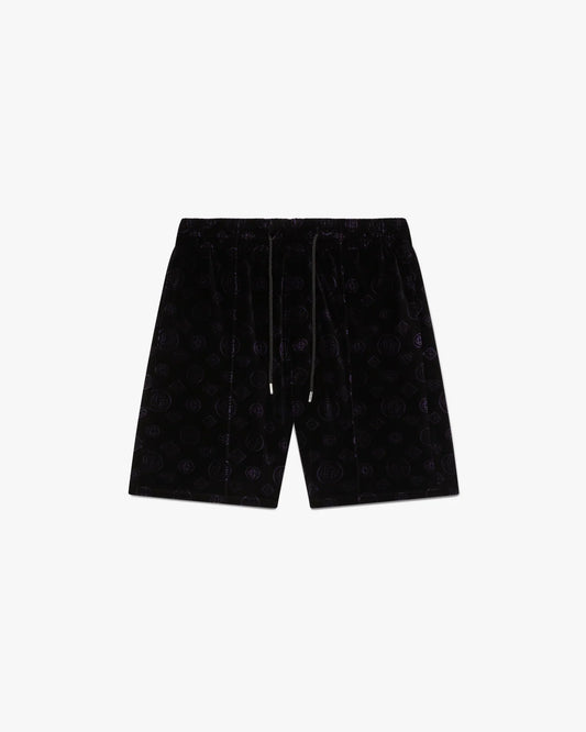 Purple Monogram Velour Shorts