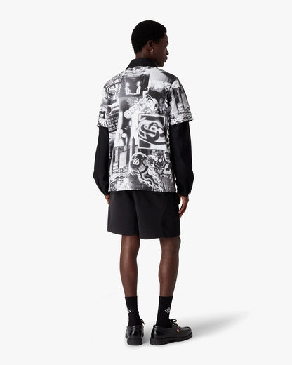 Black Squash Logo Flock Print Sweatshorts