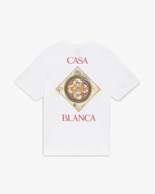 White Plafond Orne De Musique Short Sleeve T-Shirt