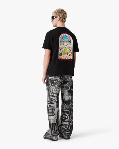 Black Tennis Landscape Short Sleeve T-Shirt