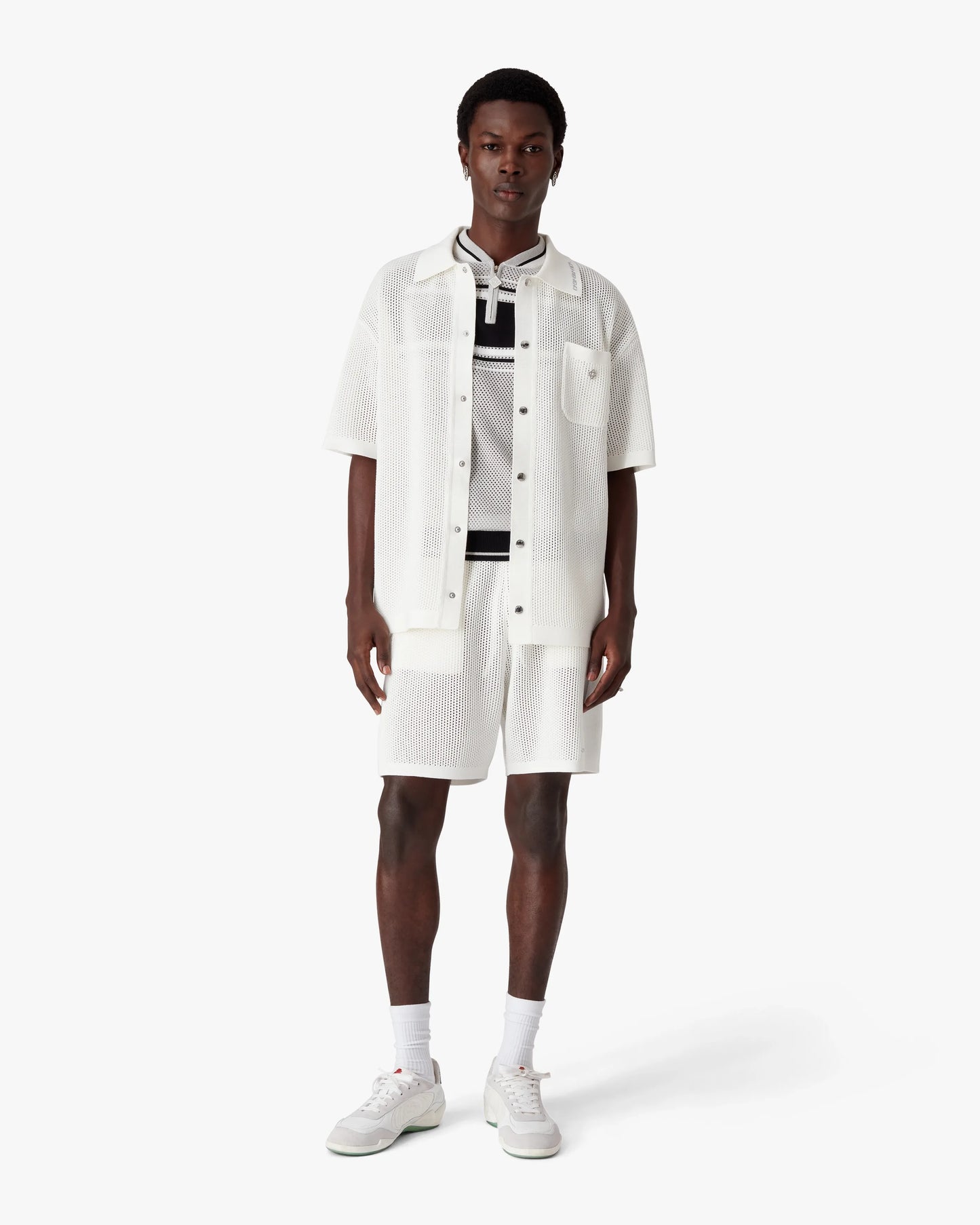 White Short Sleeve Mesh Shirt