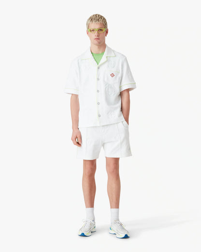 White Towelling Monogram Short Sleeve Shirt