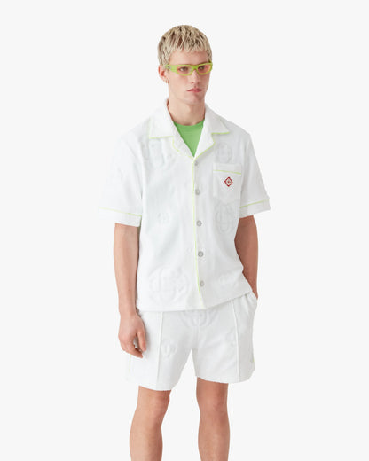 White Towelling Monogram Short Sleeve Shirt