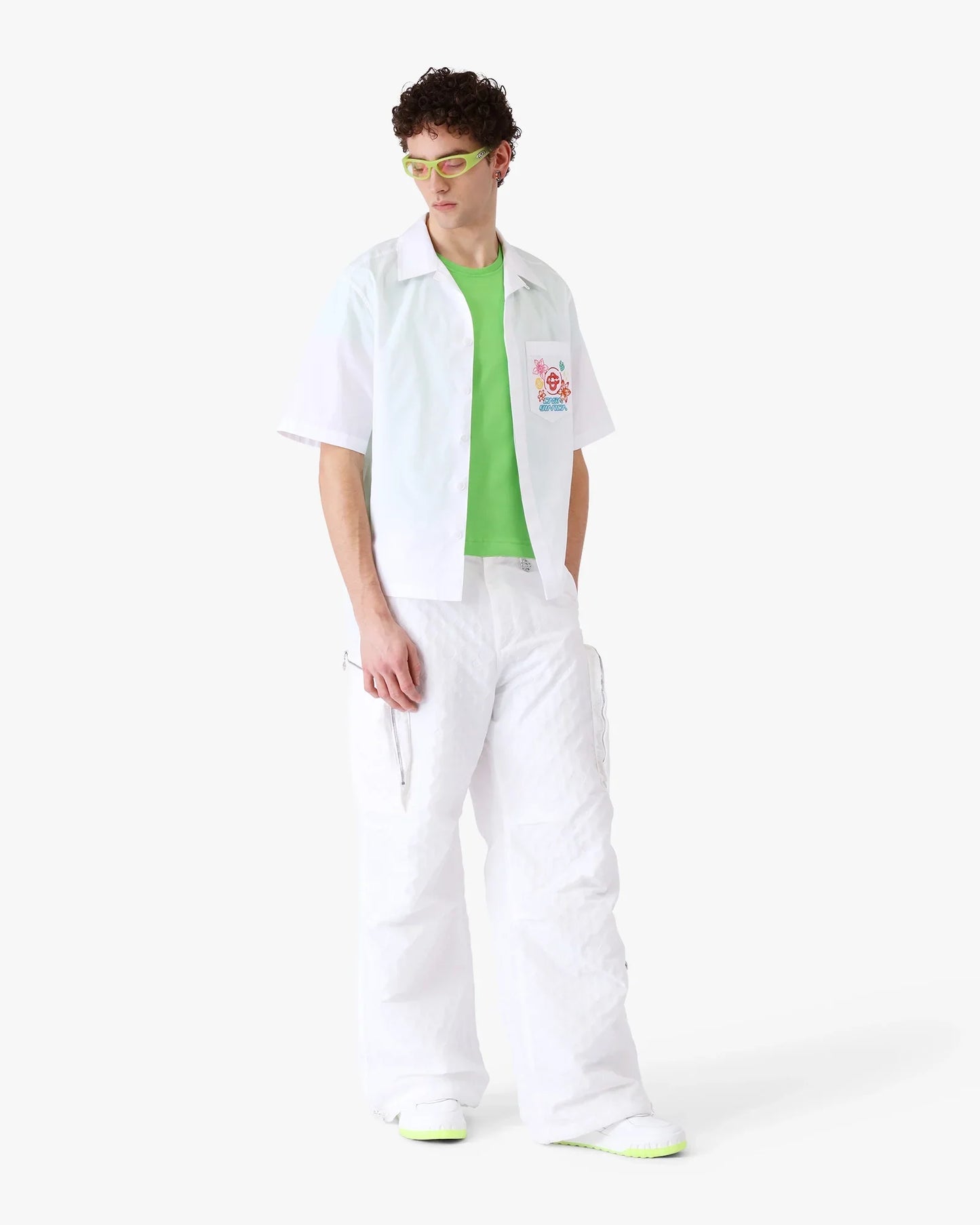 Collage D'Icones Graphiques Embroidered Short Sleeve Shirt