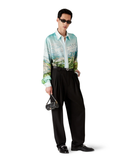 Dalmatian A La Montange Long Sleeve Silk Shirt