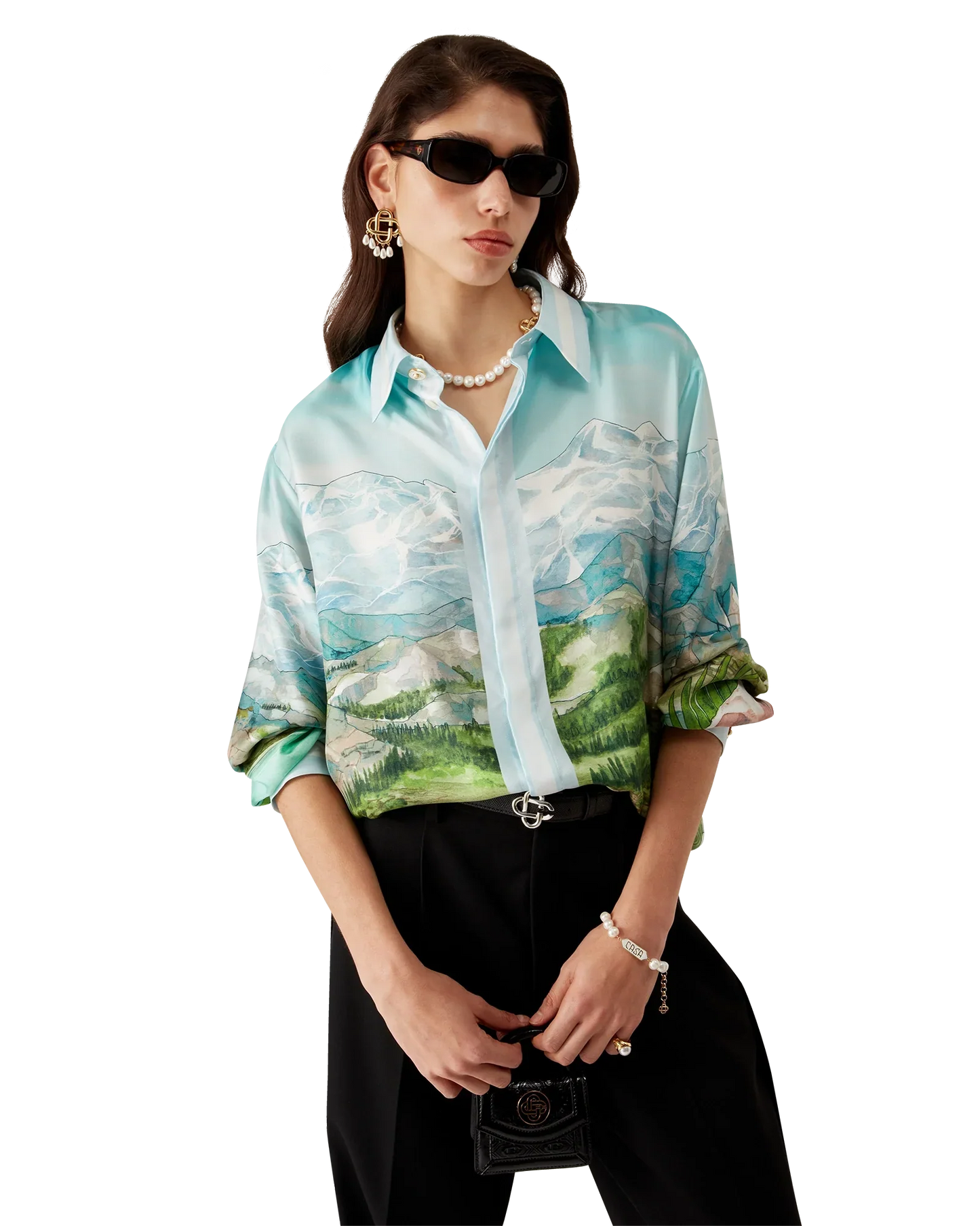 Dalmatian A La Montange Long Sleeve Silk Shirt