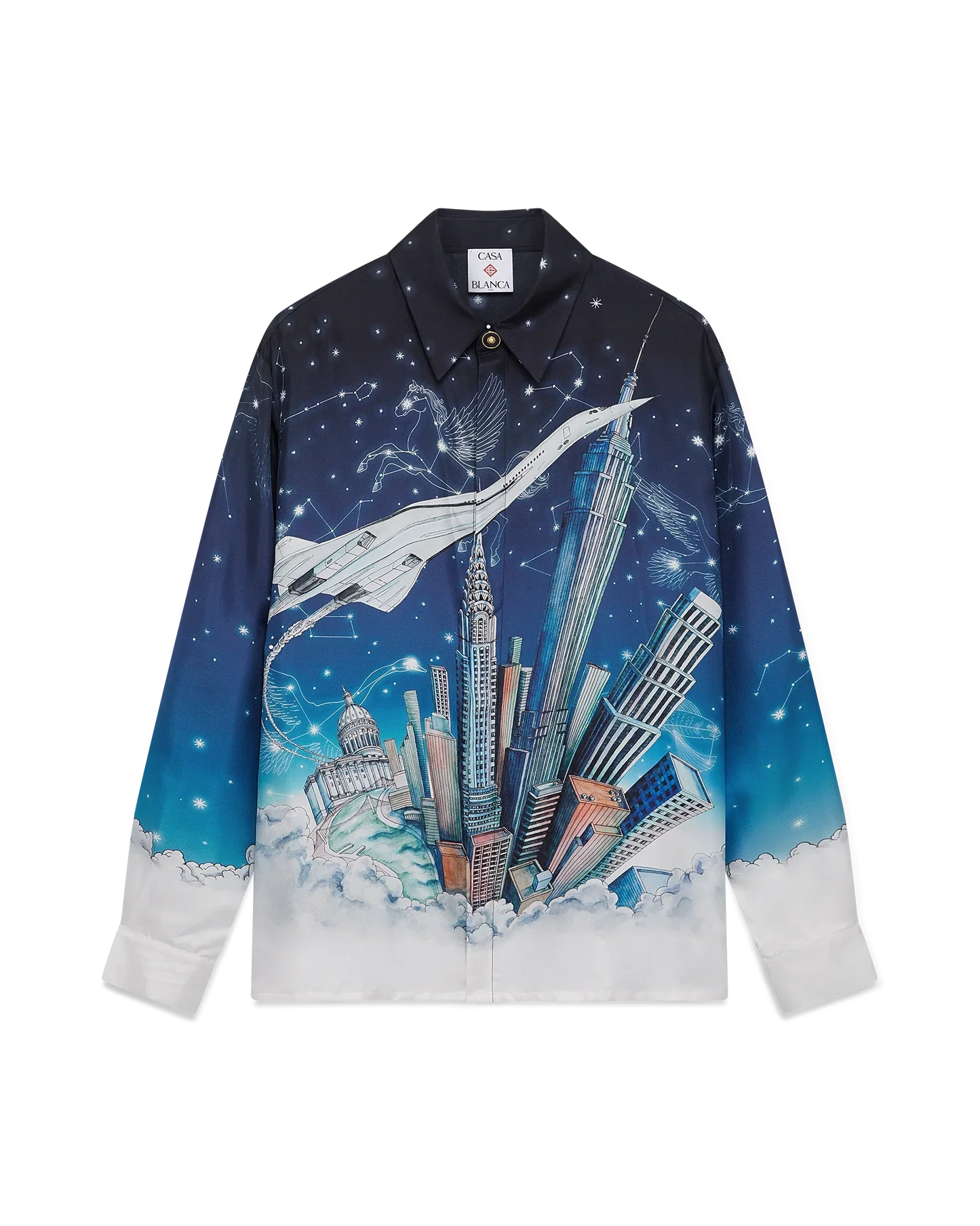 Vol De Nuit Long Sleeve Silk Shirt