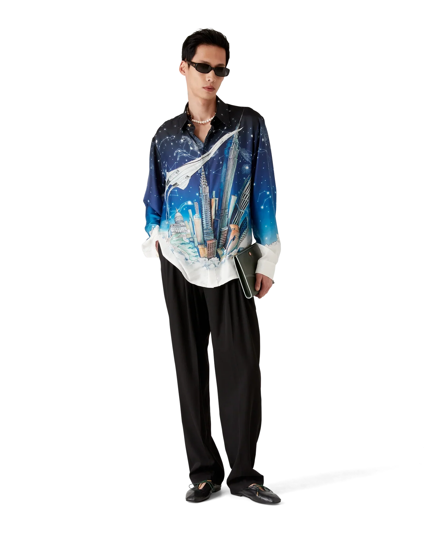 Vol De Nuit Long Sleeve Silk Shirt