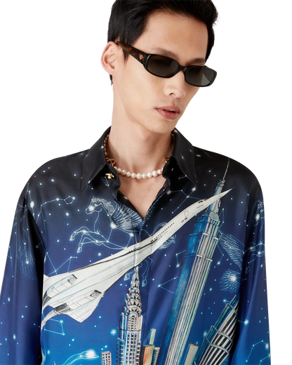 Vol De Nuit Long Sleeve Silk Shirt
