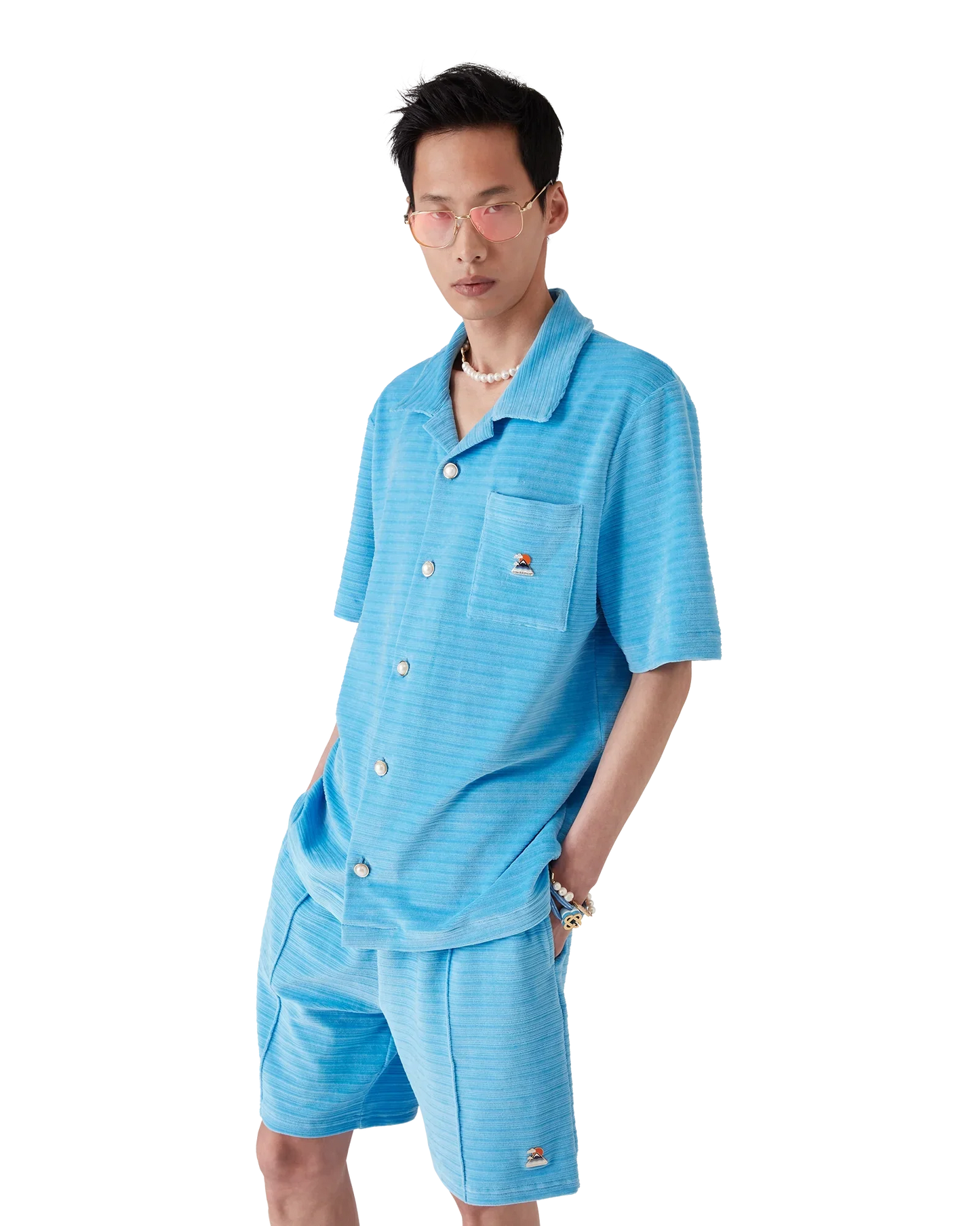 Velour Short Sleeve Stripe Shirt