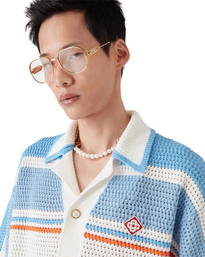 Cotton Tennis Short Sleeve Crochet Shirt