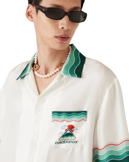 Montagne Ondulée Short Sleeve Silk Shirt