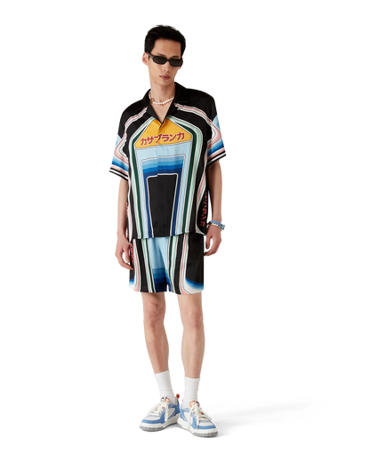 Graphic Mountain Short Sleeve Silk Shirt