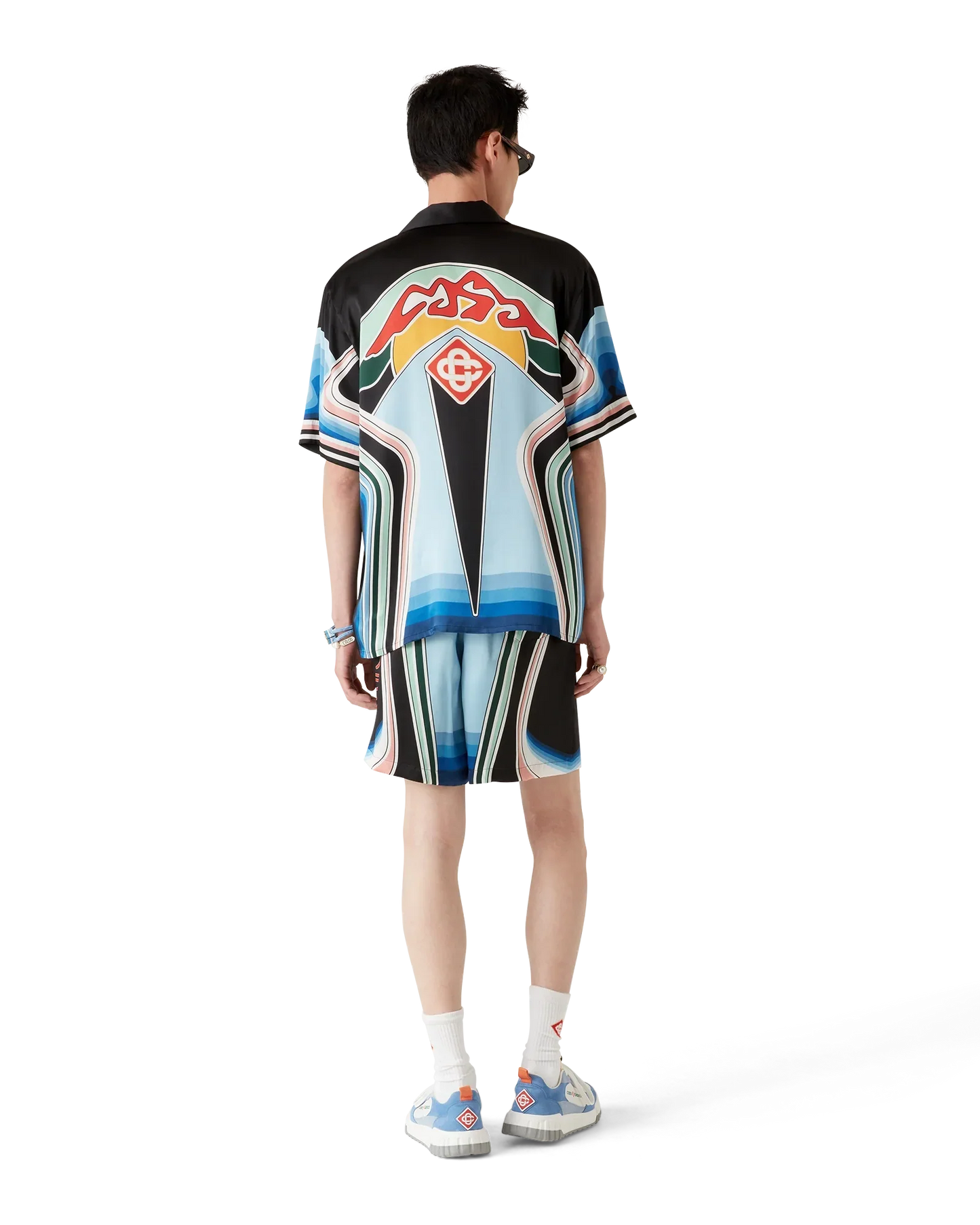 Graphic Mountain Short Sleeve Silk Shirt